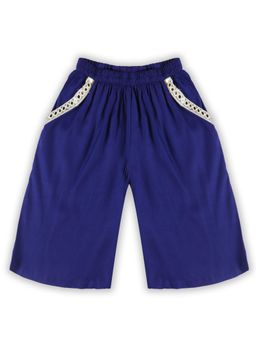 KiddoPanti - Girls Rayon Flared Culotte Navy Blue