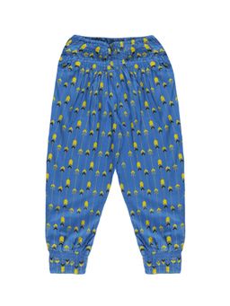 KiddoPanti - Girls Rayon Smocking Harem Pant Blue