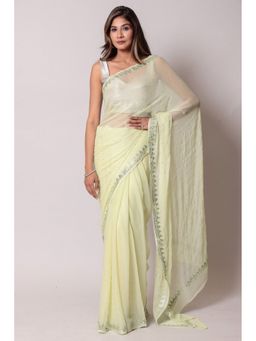 Zari Jaipur - Chiffon Lightgreen Color Saree with Unstitched Blouse
