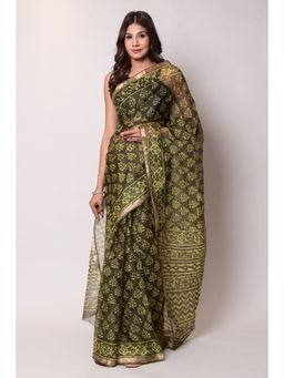 Zari Jaipur - Kota Doria Yellow Color Saree with Unstitched Blouse