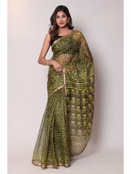 Zari Jaipur - Kota Doria Yellow Color Saree with Unstitched Blouse