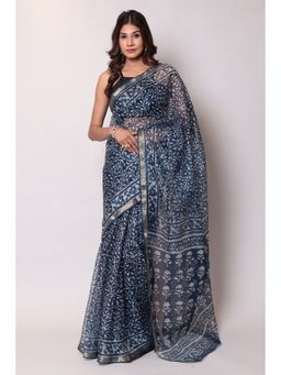 Zari Jaipur - Kota Doria Light Blue Color Saree with Unstitched Blouse