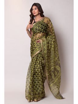 Zari Jaipur - Kota Doria Yellow Color Saree with Unstitched Blouse