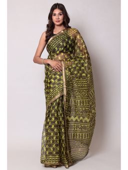 Zari Jaipur - Kota Doria Yellow Color Saree with Unstitched Blouse