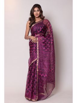 Zari Jaipur - Kota Doria Light Pink Color Saree with Unstitched Blouse