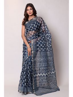 Zari Jaipur - Kota Doria Light Blue Color Saree with Unstitched Blouse