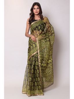 Zari Jaipur - Kota Doria Yellow Color Saree with Unstitched Blouse