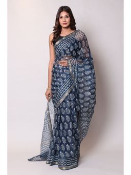 Zari Jaipur - Kota Doria Light Blue Color Saree with Unstitched Blouse