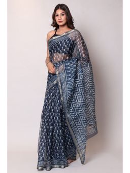 Zari Jaipur - Kota Doria Light Blue Color Saree with Unstitched Blouse