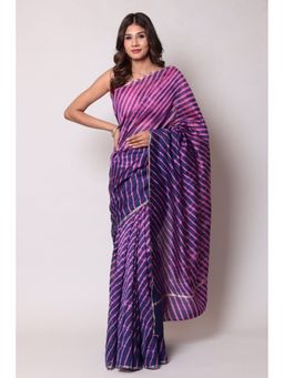 Zari Jaipur - Cotton Chanderi Purple Color Saree with Unstitched Blouse