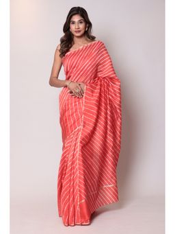 Zari Jaipur - Chanderi Cotton Red Color Saree with Unstitched Blouse