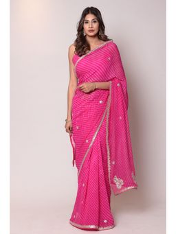 Zari Jaipur - Chiffon Dark Pink Color Saree with Unstitched Blouse