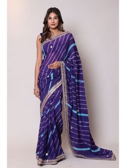 Zari Jaipur - Crepe Purple Color Saree with Unstitched Blouse