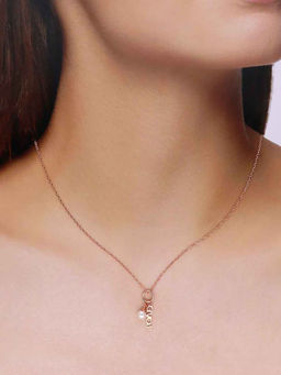 Kai Jewel - 92.5 Sterling Silver- Rose Gold Love Charm Pearl Necklace