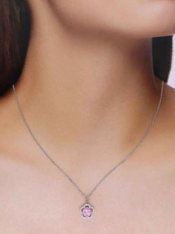 Kai Jewel - 92.5 Sterling Silver- Zircon Floral Necklace