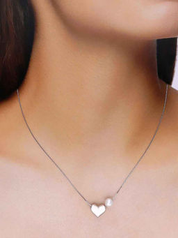 Kai Jewel - 92.5 Sterling Silver- Chic Heart and Pear Necklace