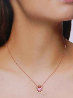 Kai Jewel - 92.5 Sterling Silver- Rose Gold Zircon Heart Necklace