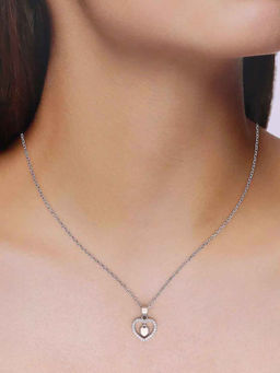 Kai Jewel - 92.5 Sterling Silver- Zircon Studded Heart Necklace