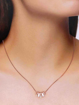 Kai Jewel - 92.5 Sterling Silver- Rose Gold Radiant Mother Of Pearl Crystal Necklace