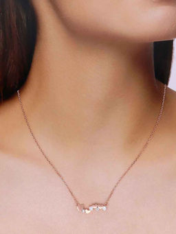 Kai Jewel - 92.5 Sterling Silver- Rose Gold Zircon Heart Necklace