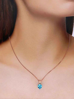 Kai Jewel - 92.5 Sterling Silver- Rose Gold Shiny Ocean Stone Necklace