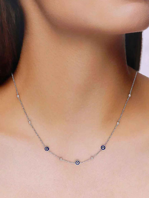 Kai Jewel 92.5 Sterling Silver- Evil Eye Chain Necklace