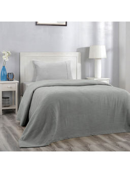 Maspar - Botanical Heritage Waffle Woven Yarn Dyed 290GSM Grey Bed Cover