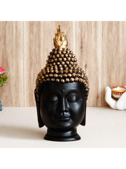 eCraftIndia - Black & Gold Buddha Head Handcrafted Polyresin Statue
