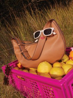 Accessorize London - Womens Faux Leather Tan Scoop Sling Bag