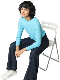 ONLY - Women Solid Blue Sweater