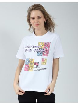 Rock.it - White Women Printed Round Neck T-Shirt