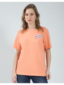 Rock.it - Orange Women Printed Round Neck T-Shirt