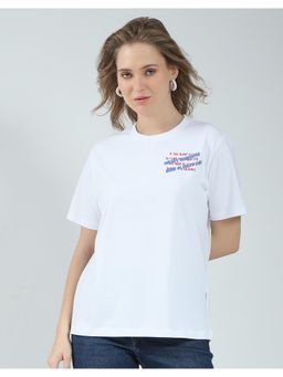 Rock.it - White Women Printed Round Neck T-Shirt