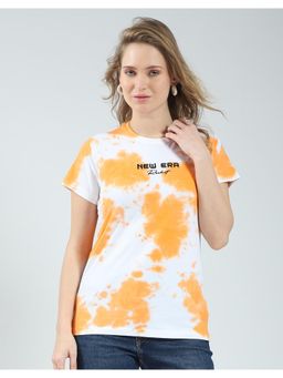 Rock.it - Orange Women Tie & Dye Round Neck T-Shirt