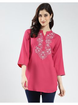 Monte Carlo - Women Embroidered Band Neck Top