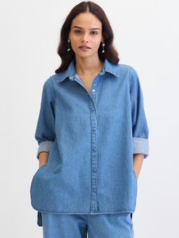 Femmella - Blue Denim High Low Shirt