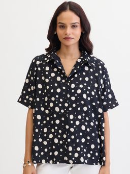 Femmella - Black Polka Dot Oversize Shirt