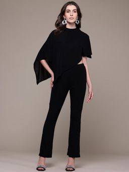 Label Ritu Kumar - Women Black Jersey Solid Co-Ord (Set of 2)