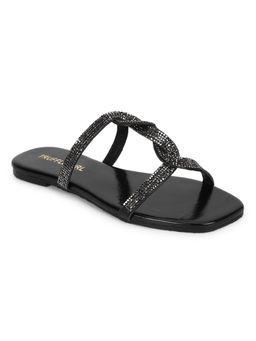 Truffle Collection - Black Embellished Flats