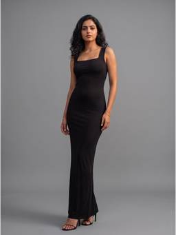 MIXT by Nykaa Fashion - Women Black Square Neck Bodycon Maxi Dress