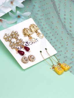 Karatcart - Set of 4 Handcrafted Kundan Earrings Combo for Women