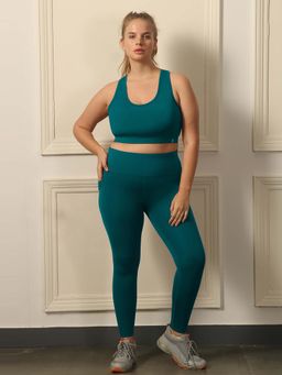 SOIE - Women's Medium Impact Quick Dry Racerback Sports Bra and Tights (Set of 2)