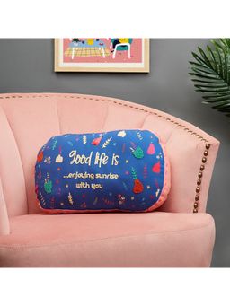 HomeTown - Good Life Reversible Sunrise Digital Printed Shaped Cushion 28x45 Cm in Blue Colour