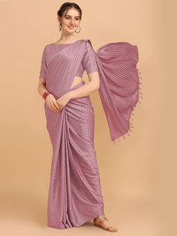 Amrutam Fab - Womens Satin Silk Light Pink Saree With Sequences Unstitched Blouse Piece