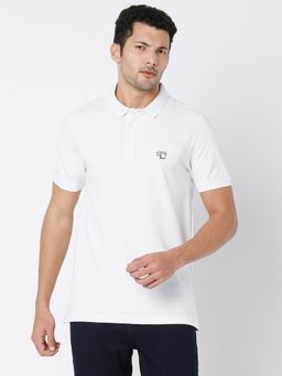 Spykar - White Cotton Half Sleeve Plain Casual T-Shirt for Men
