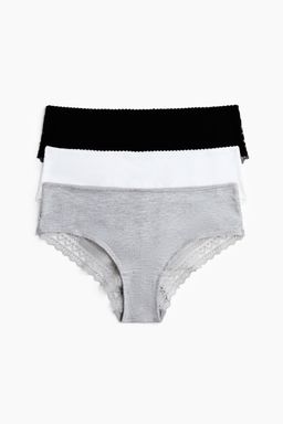 H&M - Women 3-Pack Cotton And Lace Hipster Briefs