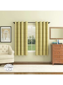 HomeTown - Fiesta Jacquard Dim Out Curtains 5 Feet In Olive Colour (Set of 2)