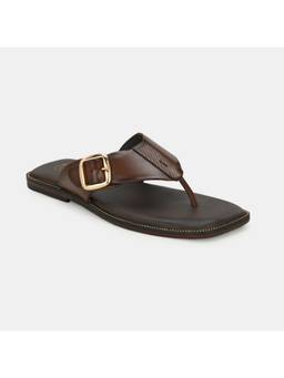 EGOSS - Men Brown Buckled Flipflops