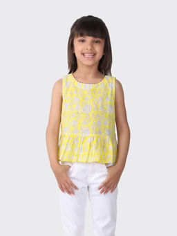 Fabindia - Cotton Printed Top-Yellow