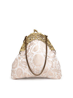 Praccessorii - White Brocade Evening Clutch